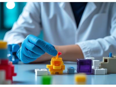 Scientist performing toy safety tests in laboratory